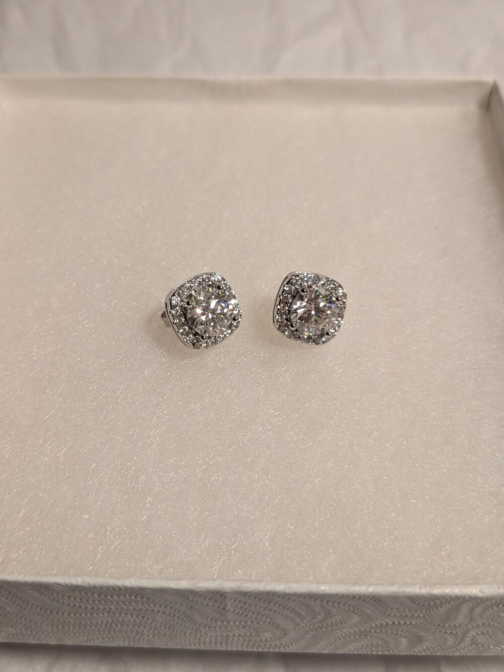 1.0ct Square Halo Moissanite Stud Earrings